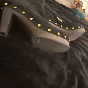 Veronica Beard Black Boots with Gold Studs